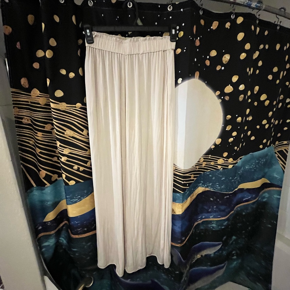 Elegant Cream Wide-Leg Pants